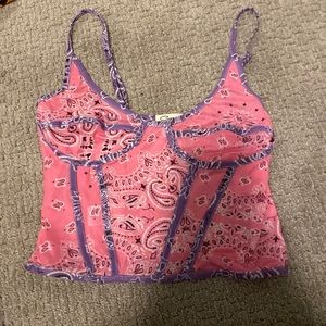 Pink and purple bandana print tank top